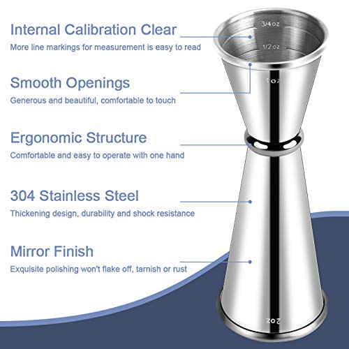 Briout Jigger for Bartending, Double Cocktail Jigger Japanese Premium 304 Stainless Steel Jigger 2 OZ 1 OZ with Measurements Inside