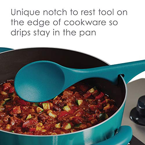 Rachael Ray Kitchen Tools and Gadgets Nonstick Utensils/Lazy Spoonula, Solid and Slotted Spoon, 3 Piece, Marine Blue