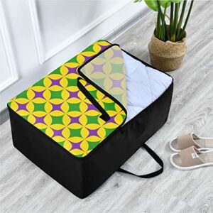 DOMIKING Under Bed Clothes Storage Bag - Mardi Grass Blanket Storage Large Quilt Storage Bag with Zipper Pillow Storage 27.6x19.7x11inch