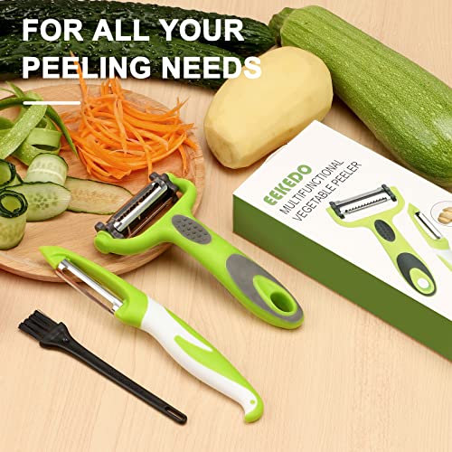 EEKEDO Potato Peelers, Vegetable Peeler with Non-slip Handle, 3 in 1 Y-Peeler & I-Shape Apple Peeler for Fruit Veggie Carrot Zucchini