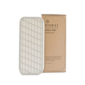 dorai home dish pad – collapsible kitchen drying mat – wrapped in silicone webbing to protect dishes – dries instantly – modern and stylish – minimal design to match any countertop – sandstone