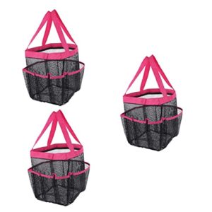 cabilock 3pcs mesh toiletry bag mesh wash bag bath bag high capacity nylon edging rosy