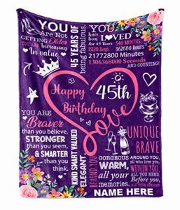 prezzy happy 45th birthday throw blanket personalized gifts for women mom grandma vintage 1978 45 years of being fabulous blankets decorations for bedroom mother's day bday fleece sherpa blanket
