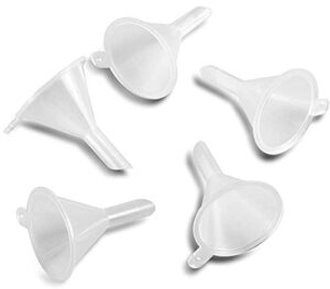 mini funnel 5-pack for lab bottles, sand art, perfume, spice, powder, essential oil, recreational, kitchen food grade small plastic