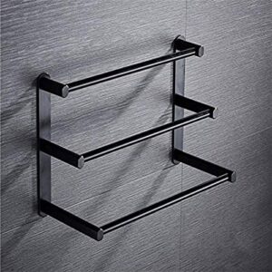 black drill free towel rack thicken space aluminum one body multiple rod towel bars polished finish wall-mounted towel rail,color:b bathroom (color : c, size : 60cm)