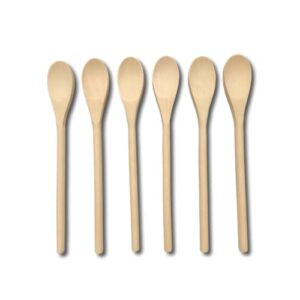 6 piece wooden spoon set - healthy non stick cooking utensils for mixing stirring and cooking purposes