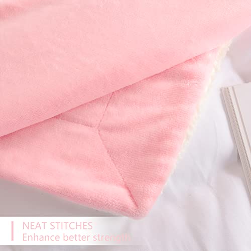 Stellhome Sherpa Fleece Throw Blanket for Couch - Thick Fuzzy Warm Soft Blankets and Throws for Sofa, 50x60 Inches(Throw Size), Pink