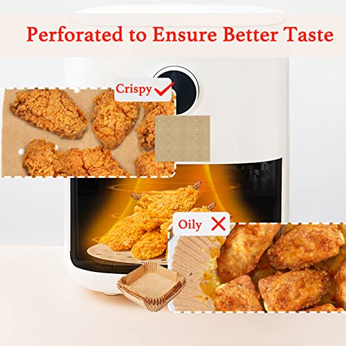 Indulward Unbleached Air Fryer Parchment Paper, 150 PCS Perforated Square Air Fryer Liners compatible with Cuisinart, Breville, Black and Decker Air Fryer,11 x 9 inch.