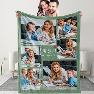 diykst custom mother's day blanket with photo collage text personalized photo blanket for mom/grandma/wife gifts from daughter son customized throw blanket for mom birthday made in usa