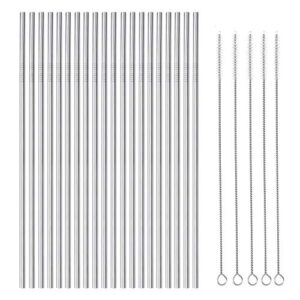 okgd 25 piece set stainless steel straws ultra long 10.5 inch drinking metal straws reusable drinking straws for 20 30 oz (20 straight| 5 brushes)