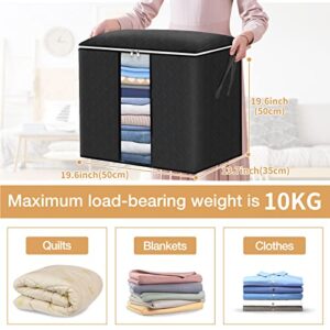 Large Storage Bags, 4 Pack 90L Storage Organizer Container， Foldable Closet Organizers with Handles and Sturdy Zippers for Blankets, Comforters, Clothing, Bedding