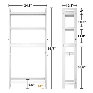 Homykic Bamboo Over The Toilet Storage and Ladder Shelf Bundle, White