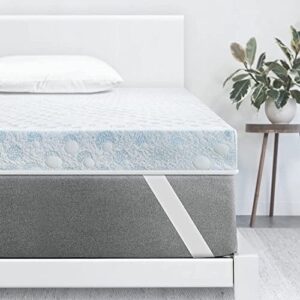 bedstory 4 inch memory foam mattress topper full size, pain relief gel-infused cooling pad, firm bed topper with skin-friendly bamboo cover, non-slip, certipur-us certified, for kid elder couple