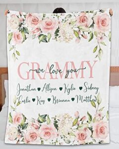 azgifts personalized grammy pink rose blanket gifts for grandma from grandkids grammy we love you blanket customized nickname grandmother with grandkids name blanket for birthday mothers day