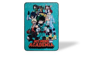 just funky my hero academia u.a. academy heroes large anime fleece throw blanket | official my hero academia throw blanket | collectible anime throw blanket | measures 60 x 45 inches