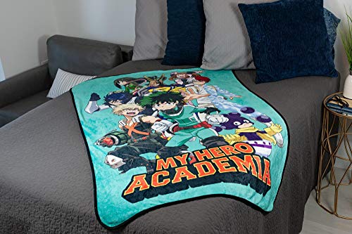 JUST FUNKY My Hero Academia U.A. Academy Heroes Large Anime Fleece Throw Blanket | Official My Hero Academia Throw Blanket | Collectible Anime Throw Blanket | Measures 60 x 45 Inches