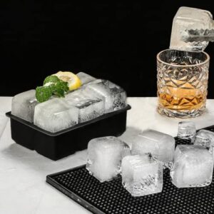 ROTTAY Ice Cube Trays (Set of 2), Sphere Ice Ball Maker with Lid & Large Square Ice Cube Maker for Whiskey, Cocktails and Homemade, Keep Drinks Chilled