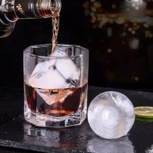 ROTTAY Ice Cube Trays (Set of 2), Sphere Ice Ball Maker with Lid & Large Square Ice Cube Maker for Whiskey, Cocktails and Homemade, Keep Drinks Chilled