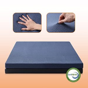 Erdoru 4 Inch Memory Foam Mattress Topper with Removable and Washable Cover, Pressure-Relieving Layers/CertiPUR-US Certified, 4" Comfort Topper(4in Blue, Queen)