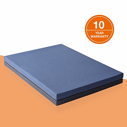 Erdoru 4 Inch Memory Foam Mattress Topper with Removable and Washable Cover, Pressure-Relieving Layers/CertiPUR-US Certified, 4" Comfort Topper(4in Blue, Queen)