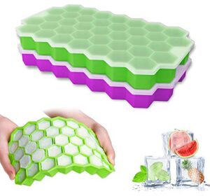 ice cube trays with lids 2 pack small food grade silicone bpa free for freezer flexible easy-release stackable ice cube mold