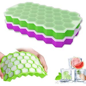 Ice Cube Trays with Lids 2 Pack Small Food Grade Silicone BPA Free for Freezer Flexible Easy-Release Stackable Ice Cube Mold