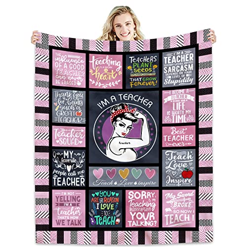 Teacher Gifts Blankets - Teacher Gifts for Women - Teacher Appreciation Gifts - Best Teacher Gift from Student - Teacher birthday Retirement gifts - Teachers Day Back to School Blanket 60"X 50"