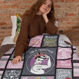 Teacher Gifts Blankets - Teacher Gifts for Women - Teacher Appreciation Gifts - Best Teacher Gift from Student - Teacher birthday Retirement gifts - Teachers Day Back to School Blanket 60"X 50"