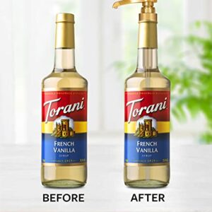 6-Pack Gold Torani Syrup Pump for Coffee Syrup Bottle by Little Squirt, Fits Torani & Skinny Syrup 750ml, Monin Liter Bottles, Coffee Syrup Pump Dispenser & Coffee Bar Accessories