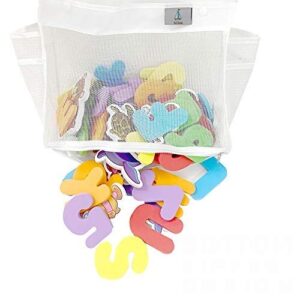 bathtub toy organizer with 4 suction sticker hooks, two side pockets bottom zippered, large opening and greater capacity ​