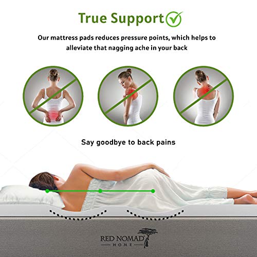 Red Nomad Memory Foam Mattress Pad 4 Inch - Twin Size Mattress Topper for Back Pain Relief. Breathable, Comfortable Cooling Bed Pad/Made in The USA