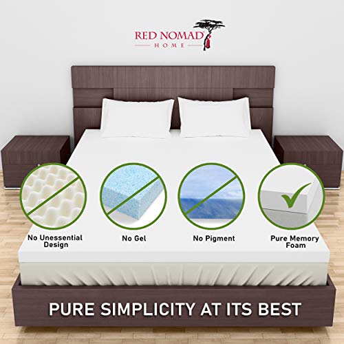 Red Nomad Memory Foam Mattress Pad 4 Inch - Twin Size Mattress Topper for Back Pain Relief. Breathable, Comfortable Cooling Bed Pad/Made in The USA