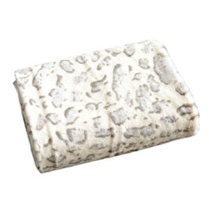 cheer collection animal print throw blanket | soft velvety faux fur microplush reversible cozy warm throw blanket - 50" x 60" - snow leopard