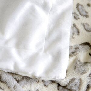 Cheer Collection Animal Print Throw Blanket | Soft Velvety Faux Fur Microplush Reversible Cozy Warm Throw Blanket - 50" x 60" - Snow Leopard