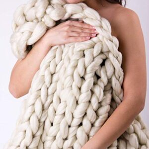 dirunen chunky knit blanket handmade by soft knitting throw bed bedroom decor bulky sofa camel 40"×59"