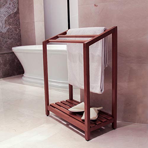 Cambridge Casual Indonesian Estate Freestanding Towel Rack with Shelf, Natural Teak