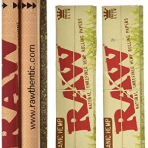 Raw King Size Organic Deal - King Size Slim Organic Rolling Papers, 110mm Rolling Machine and Wide Filter Tips INCLUDES Black Velvet Pouch