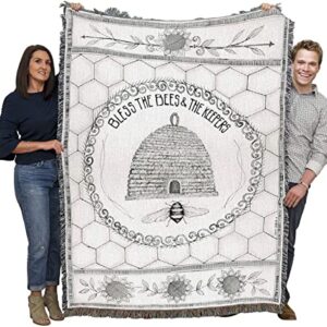 Pure Country Weavers Bless The Bees and The Keepers Blanket by Cindy Shamp - Garden Floral Gift Tapestry Throw Woven from Cotton - Made in The USA (72x54)