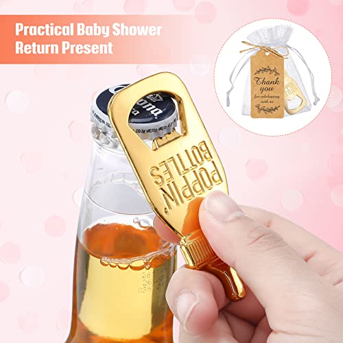 Popping Bottle Openers Baby Shower Return Favors for Guests Cute Bottle Opener Decorations and Souvenirs with Organza Bags Thank You Tags for Theme Party Favors (Retro Style,73 pieces)