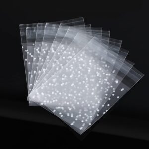 cookie bags self adhesive cellophane treat bags - 100 pcs 3.94" x 3.94" plastic white polka dot pastry bags for dessert candy chocolate bakery cookie packaging party gift