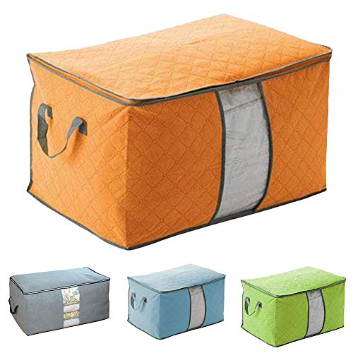 FRIDG frigidssm Home Stackable Clothes Quilts Pillows Luggage Packing Bedding Organizer Folding Storage Bag Box Orange