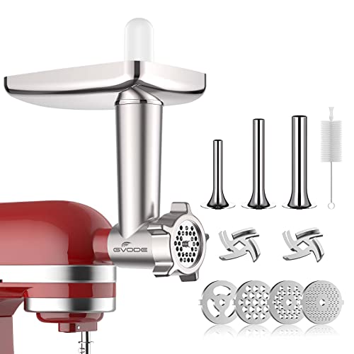 Metal Meat Grinder Attachment for KitchenAid Stand Mixer,Meat Grinder KitchenAid Includes 4 Grinding Plates, 3 Sausage Stuffer Tubes, 2 Grinding Blades, Meat Grinder Attachment by Gvode