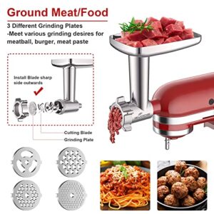 Metal Meat Grinder Attachment for KitchenAid Stand Mixer,Meat Grinder KitchenAid Includes 4 Grinding Plates, 3 Sausage Stuffer Tubes, 2 Grinding Blades, Meat Grinder Attachment by Gvode