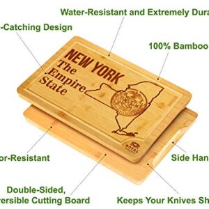 Bamboo State Cutting Board for Kitchen – New York Cheese Board, Charcuterie Platter & Serving Tray, (15" x 10")