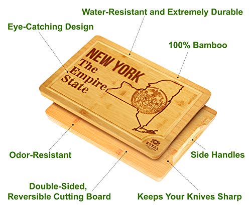 Bamboo State Cutting Board for Kitchen – New York Cheese Board, Charcuterie Platter & Serving Tray, (15" x 10")