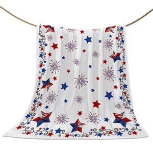 patriotic blanket 4th of july american flag stars flannel super soft breathable throw blankets freedom fireworks warm cozy bedspread decorative for sofa couch chair bedroom all seasons use 40" x 50"