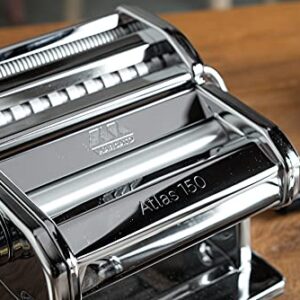 MARCATO Atlas 150 Pasta Machine, Made in Italy, Includes Cutter, Hand Crank, and Instructions, 150 mm, Stainless Steel