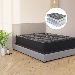 loosh queen size 12" extra firm mattress moisture wicking fabric, cool sleep - inner spring system & high-density foam layers for support & comfort - certipur-us certified, bed in box