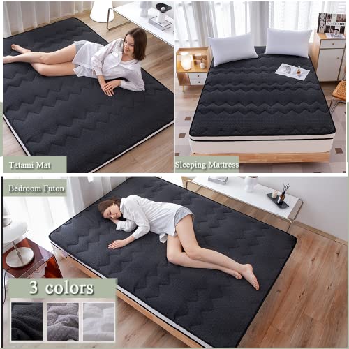 GYK Thicken Memory Foam Mattress Topper,Foldable Camping Road Trip Japanese Floor Futon,Tatami Mat Sleeping Pad,Knitted air Layer Cotton Fabric,Four-Sided Has Breathable Mesh,Cool Sleep