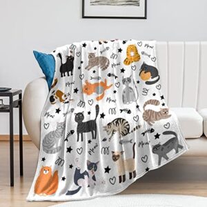 cute cat blanket animals pet pattern gifts for cat lovers kawaii soft lightweight flannel throw blankets for kids adults 50"x40"
